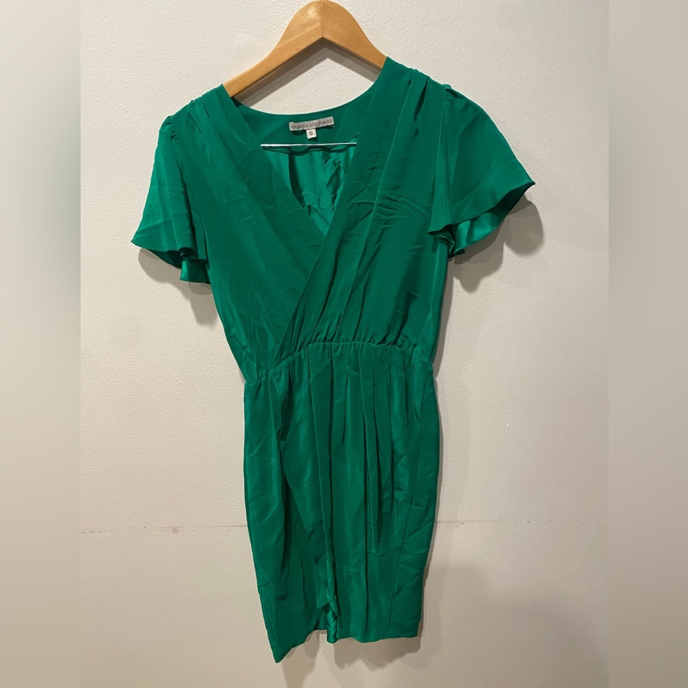 Amanda Upchard Emerald/Kelly Green Silk Dress Size Small